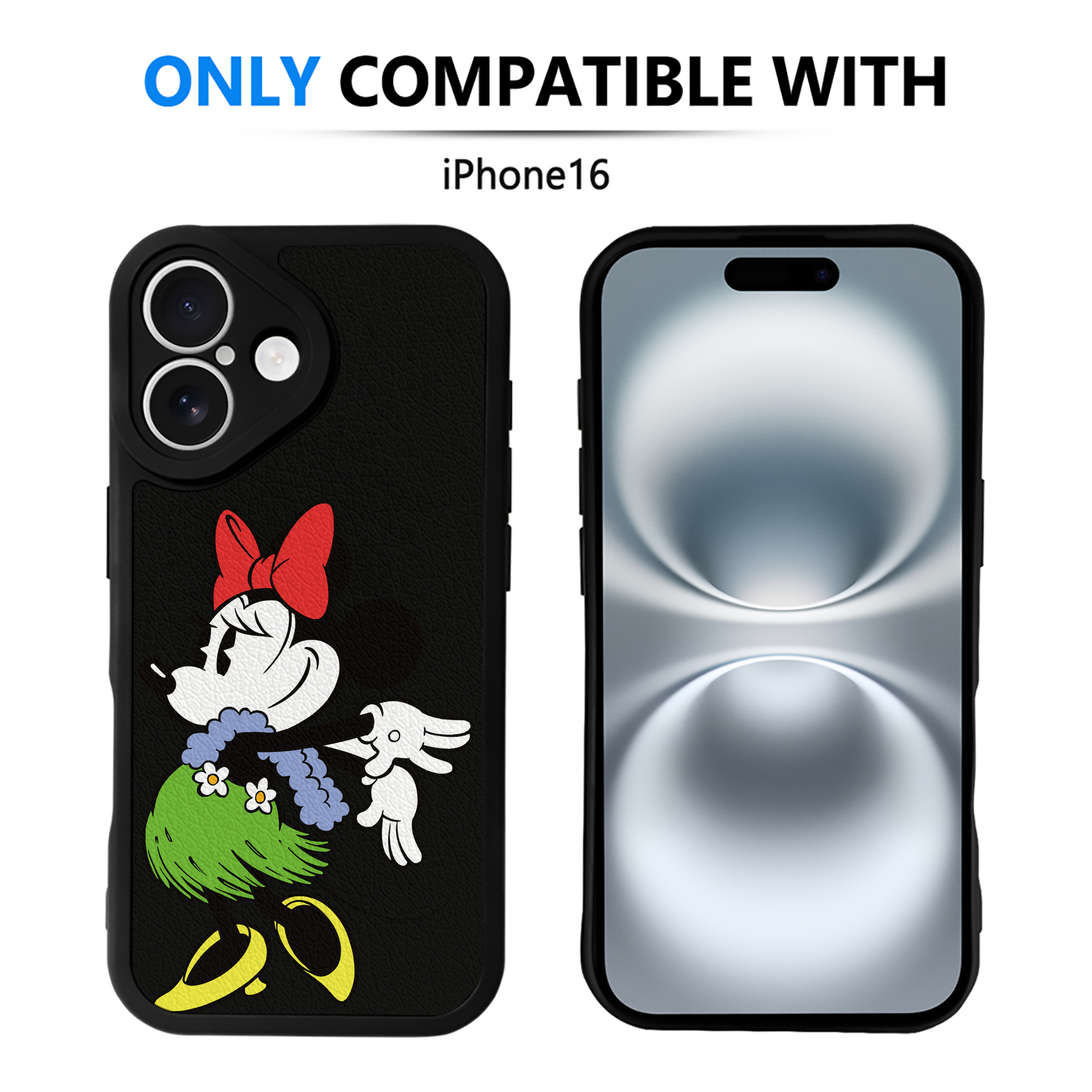 （画像用） ミッキーマウス Mickey Mouse 【iPhone 16シリーズ対応】シリコンスマホケース（レザー調） 材質：シリコン